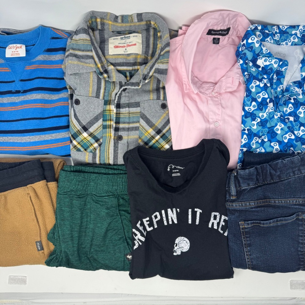 Abercrombie & Fitch H&M Boys Clothes Lot Sz 9 10 Medium Joggers Jeans Shirts 8Pc